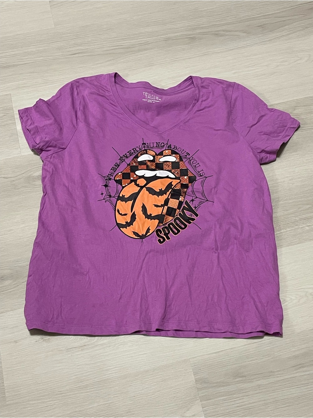 Time and Tru Purple Halloween 'Spooky' Graphic Tee